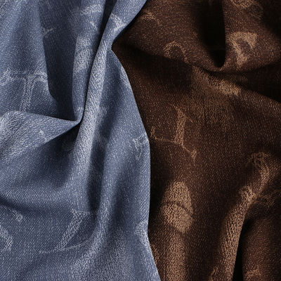 Washed Denim PU Leather Eco Friendly Embossed Lightweight Faux Leather