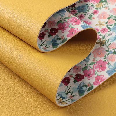 Flower Printed Handbag PU Leather 1.5mm Thick Double Sided Faux Leather