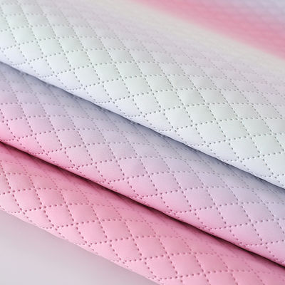 Embossed Handbag PU Leather Fabric Texture Of Gradient Rainbow Diamond Grid