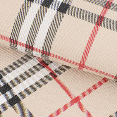Classic Plaid Printed Faux Leather For Bags Knitted synthetic leather PVC