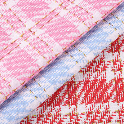 0.7mm Synthetic PVC Leather For Bags Printed Gold Thread Lattice