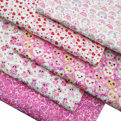 Printed Pink PU Polyurethane Leather Glitter Valentine'S Day Love Shape Gretel