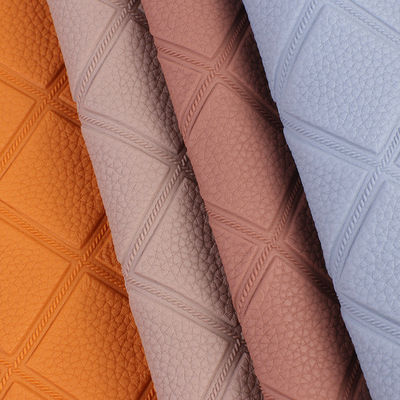 Elastic Litchi Woven Checkered Pattern PVC Faux Artificial Leather Fabric