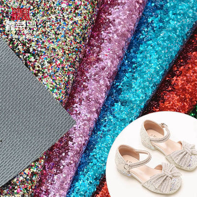 Coarse Glitter PVC Synthetic Leather for Shoe Jewelry Craft Luggage Bag Packaging Boxes Faux Leather Material