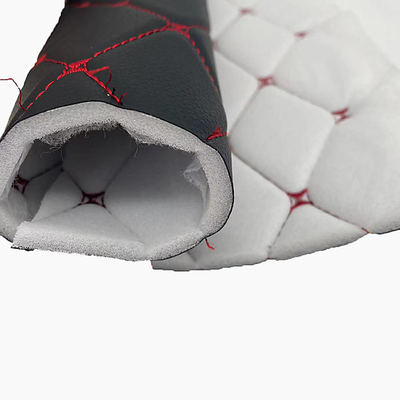 Custom PVC Embroidery Quilted Synthetic Leather 6.0mm Polyurethane Foam for Car Seat Cover Sofa Faux Leather Fabric