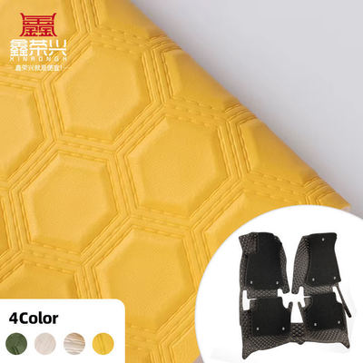 PVC Embroidery Hexagon Embossed Artificial Synthetic Leather for Car Foot Car Seats Sofa Decorate Bag Faux Leather Fabric