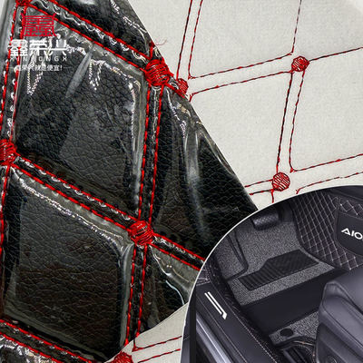 Custom Quilted PVC Leather Car Foot Mat 4.6mm Thick with Foam Padding Stretchy Fit Embossed Embroidered Car Seats Sofas for Bags