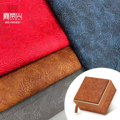 PVC Printed Dragon Pattern Embossed Synthetic Leather Durable Faux Leather Fabric for Notebook Table Mat Phone Upholstery Lining