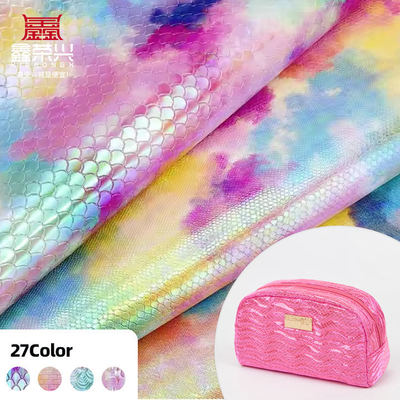 Special PU Rainbow Mirror Embossed Synthetic Leather Luggage Handbag Shoes Cosmetic Bag Leather Fabric
