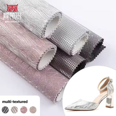 Elastic PU Embossed Sparkly Shiny Glitter Fabric Synthetic Leather for Shoes Bags Bow Crafts Hat Faux Leather Fabric