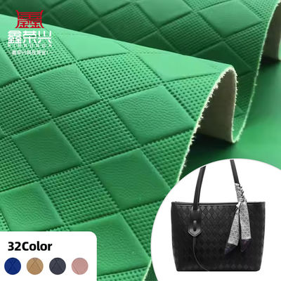 Diamond Square Grain Pattern PVC Leather 34 Colors Available with 1000 Yards MOQ and 100000 Meters Production Capacity