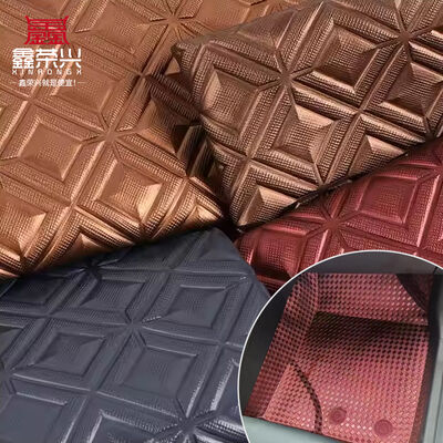 PVC Large Squares Grain Pattern Synthetic Artificial Leather Fabric for Handbags Chairs Beds Shoes Cars Sofas