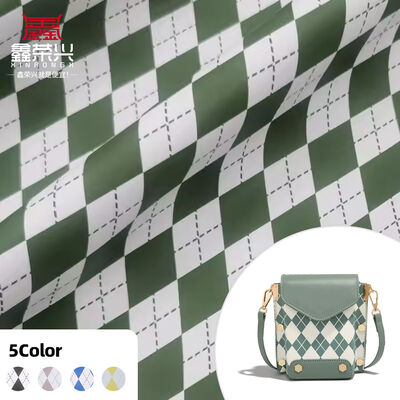 Hotsale PVC Square Diamond Printed Leather Synthetic Artificial Leather Handbag Shoes Wallet Decorate Belt Faux Leather Fabric