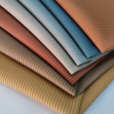 PVC Striped Grain Synthetic Artificial Leather Embossed Faux Leather Materials for Furniture for Sofa Seats Household Supplies