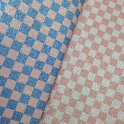 Premium Glitter Checker PVC Leather Fabric for Bags, Wallets, Shoes and Fashion Accessories