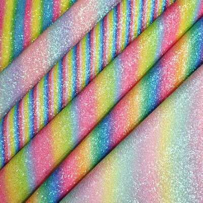 Rainbow Glitter Checker Pattern PVC Synthetic Leather for Bags, Shoes & Crafts