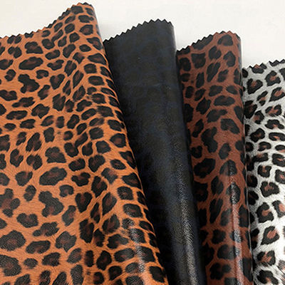 Leopard Print Garment PU Leather Water Resistant 0.6mm Thickness Customized
