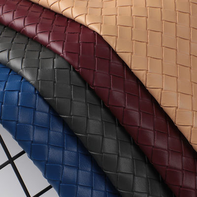 Soft and Durable Embossed Woven Handbag PVC Faux Leather Fabric