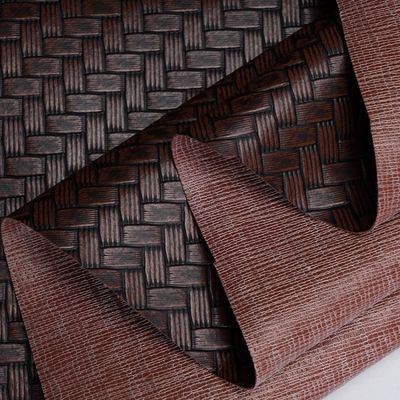 0.6mm Embossed Packaging Leather Faux Knitted PVC Leather Big Mat Weave