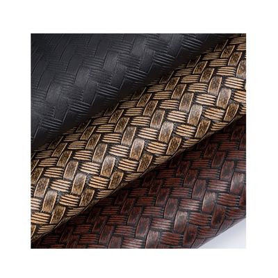 0.6mm Embossed Packaging Leather Faux Knitted PVC Leather Big Mat Weave