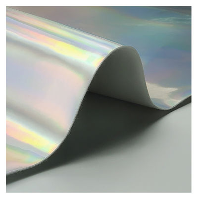Laser Mirror PU Leather And Faux Leather Waterproof Gradient Reflective Silver