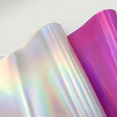 Laser Mirror PU Leather And Faux Leather Waterproof Gradient Reflective Silver