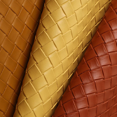 Soft and Durable Embossed Woven Handbag PVC Faux Leather Fabric