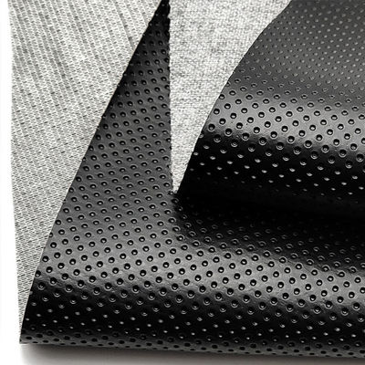 Black Semi Perforated Faux Leather PVC Material For Car Interior