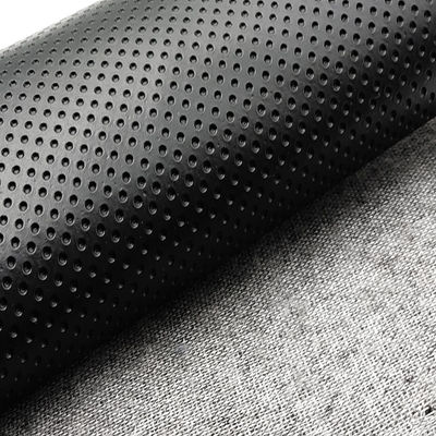 Black Semi Perforated Faux Leather PVC Material For Car Interior
