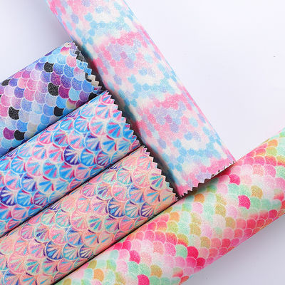 0.5mm Glitter PU Leather Brushed Mermaid Fish Scale PU Artificial Leather