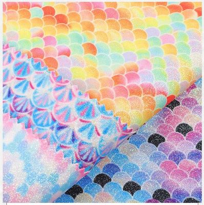 0.5mm Glitter PU Leather Brushed Mermaid Fish Scale PU Artificial Leather