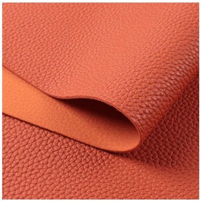 Custom Lychee Soft PVC Leather For Bags Imitation Cotton Velvet Bottom Fabric