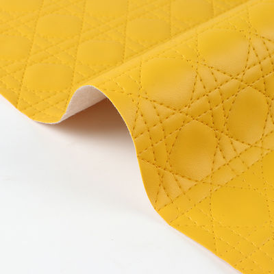 Waterproof Artificial PVC Leather For Bags Embroidered Plaid Woven Pattern