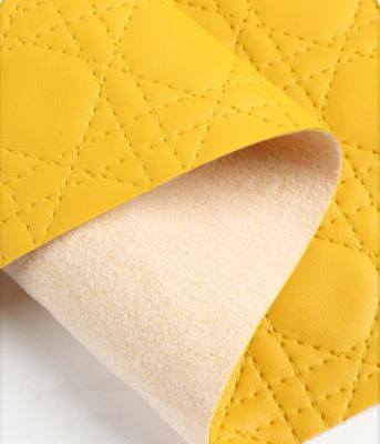 Waterproof Artificial PVC Leather For Bags Embroidered Plaid Woven Pattern