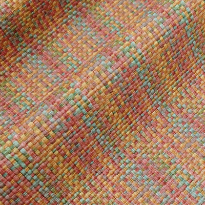 0.8mm PVC Leather For Bags Embossed Rainbow Woven Faux Leather Fabric