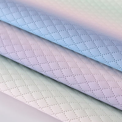 Embossed Handbag PU Leather Fabric Texture Of Gradient Rainbow Diamond Grid