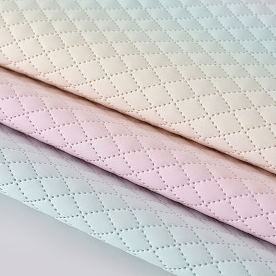 Embossed Handbag PU Leather Fabric Texture Of Gradient Rainbow Diamond Grid