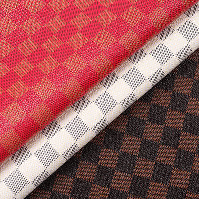 Printed PVC Leather For Bags Mixed Color Checkerboard Faux Leather Fabric