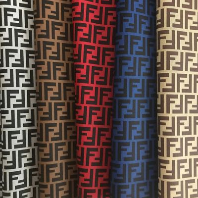 Printed Double F Letter PVC Faux Leather Bags Purse Wallet Phone Case Package Gift Box Leather Fabric