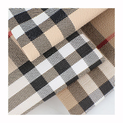 Classic Plaid Printed Faux Leather For Bags Knitted synthetic leather PVC