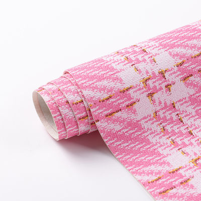 0.7mm Synthetic PVC Leather For Bags Printed Gold Thread Lattice