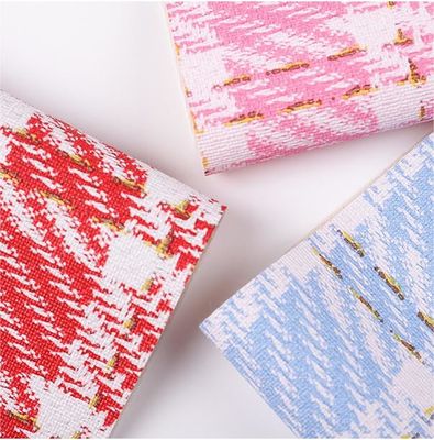 0.7mm Synthetic PVC Leather For Bags Printed Gold Thread Lattice