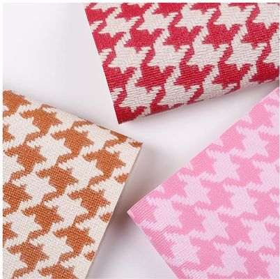 Houndstooth PVC Leather For Bags Customized Printed Leather Fabric Material