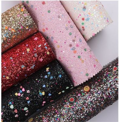 Printed Soft Glitter PU Leather Glamorous Sequins Bright Candy 1.2mm Thick
