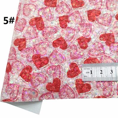 Printed Pink PU Polyurethane Leather Glitter Valentine'S Day Love Shape Gretel