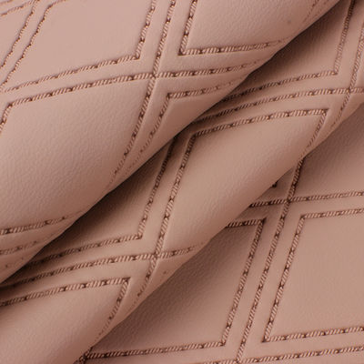 Soft Stitched Embroidered Diamond Woven Decorative PVC Faux Artificial Leather