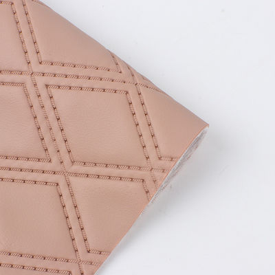 Soft Stitched Embroidered Diamond Woven Decorative PVC Faux Artificial Leather