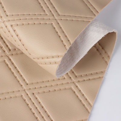 Soft Stitched Embroidered Diamond Woven Decorative PVC Faux Artificial Leather