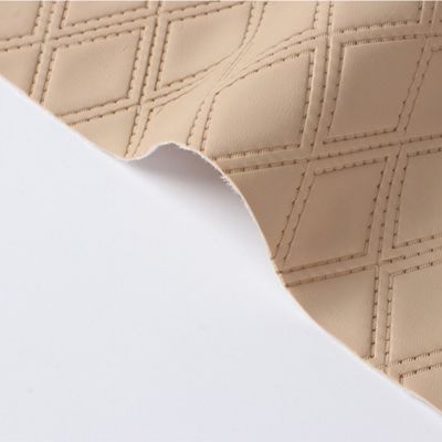 Soft Stitched Embroidered Diamond Woven Decorative PVC Faux Artificial Leather