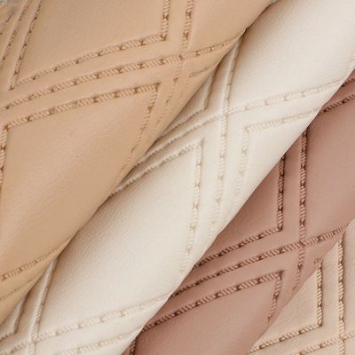 Soft Stitched Embroidered Diamond Woven Decorative PVC Faux Artificial Leather
